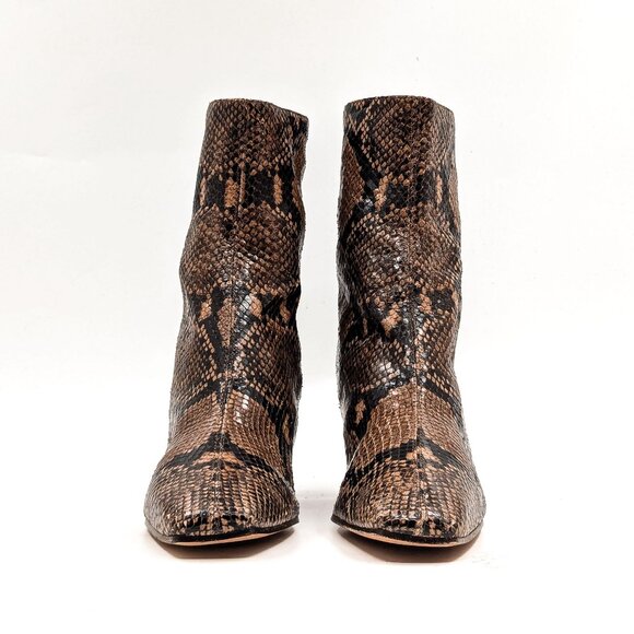 Veronica Beard Women Marla Snake Print Leather Back Zip Ankle Boots size 6.5 - Picture 2 of 10